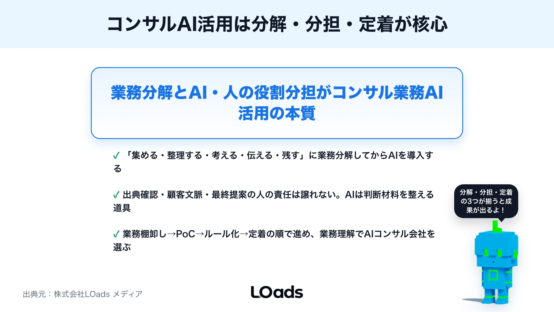 コンサル業務のAI活用方法：リサーチ・資料作成・分析・提案業務をどう変えるかのまとめ