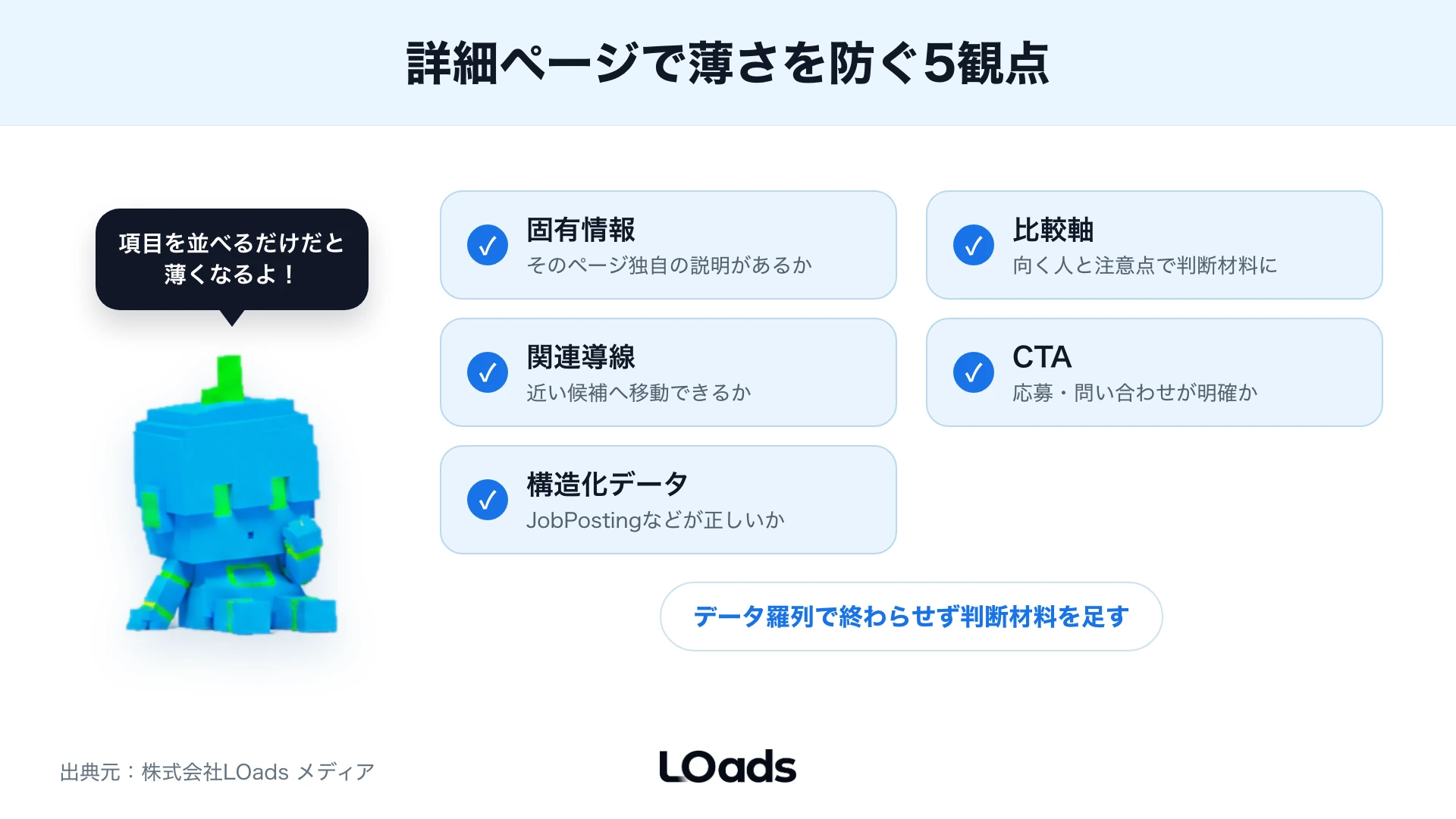 詳細ページの薄さを防ぐ5つの観点