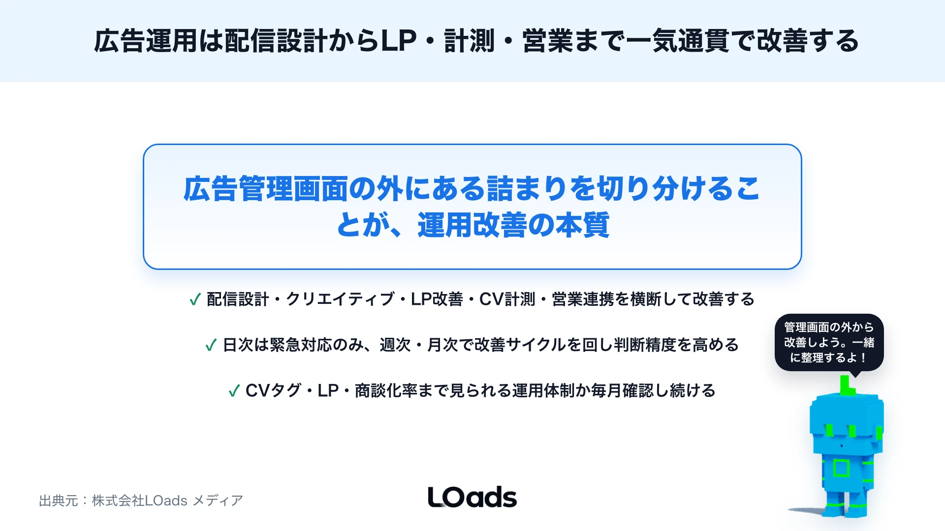 デジタル広告運用の基本：配信設計・クリエイティブ・LP・CV計測の改善手順のまとめ