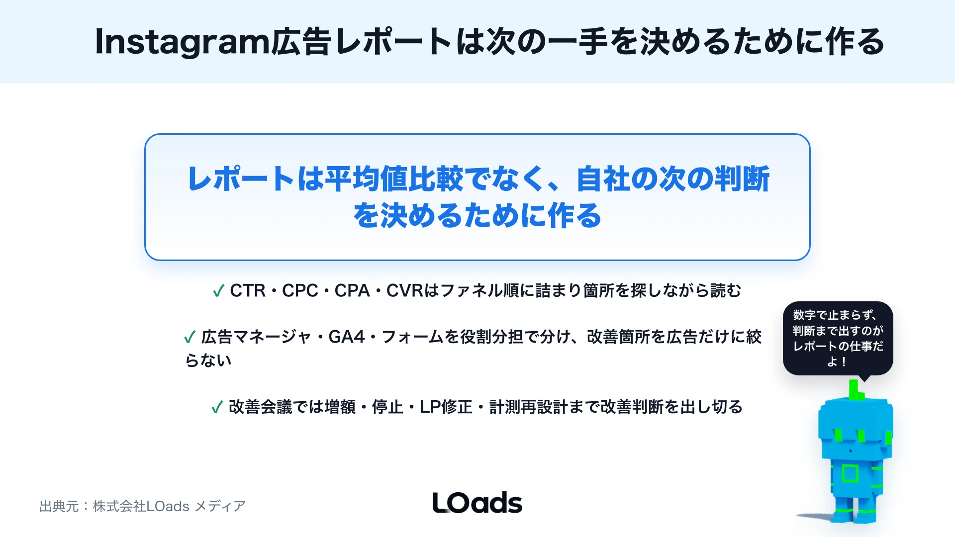 Instagram広告レポートの見方：インサイト・CTR・CPC・CPAで成果を判断する方法のまとめ