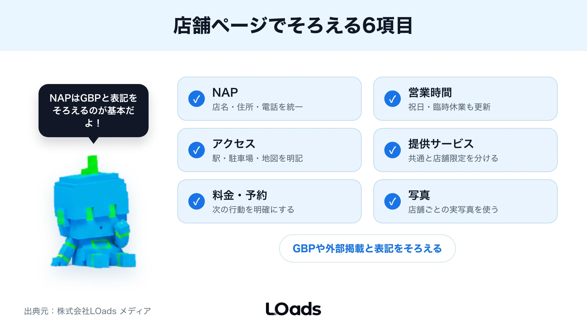 店舗ページでそろえる6項目