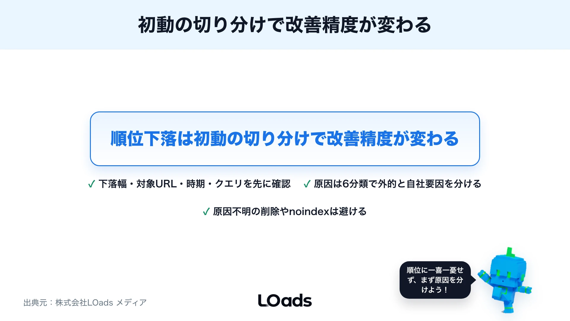 順位下落は初動の切り分けが重要と示すまとめ図