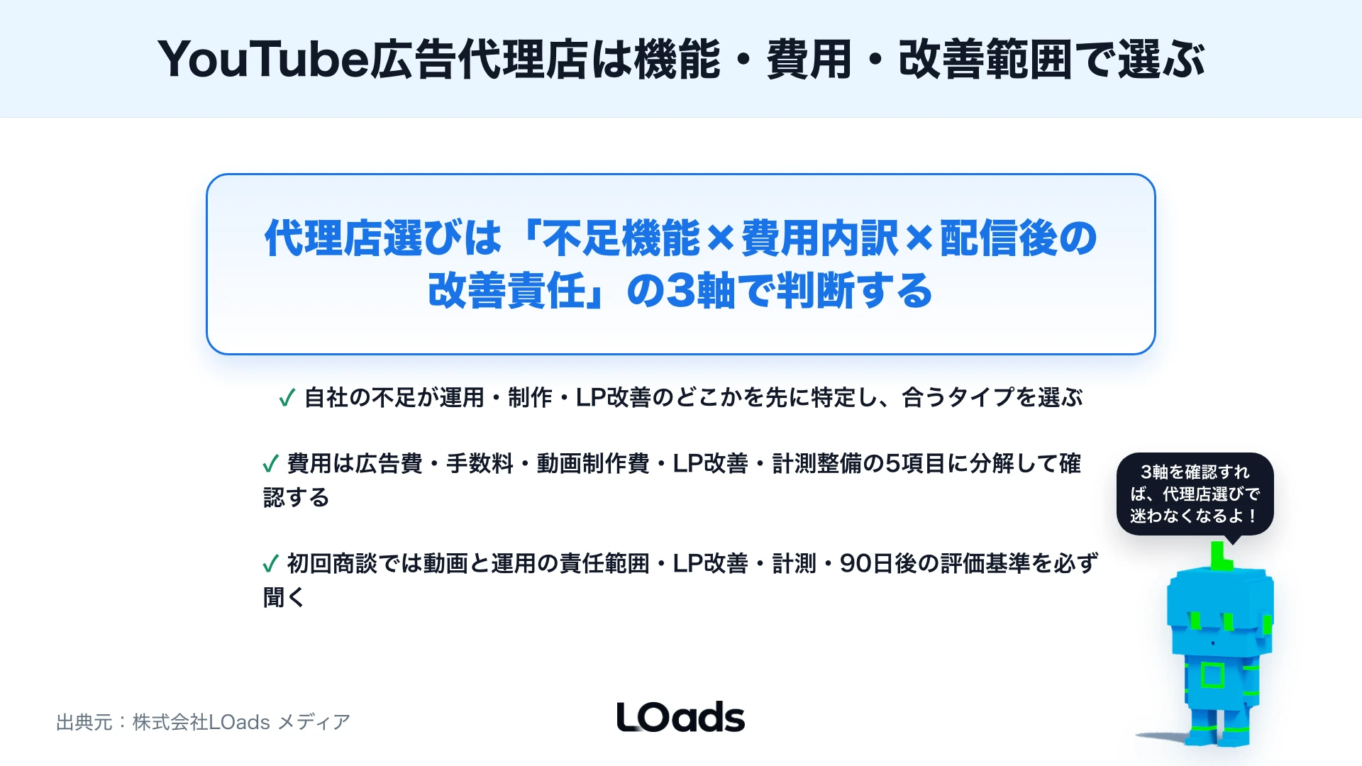YouTube広告代理店の選び方：動画広告運用・制作・費用の確認ポイントのまとめ